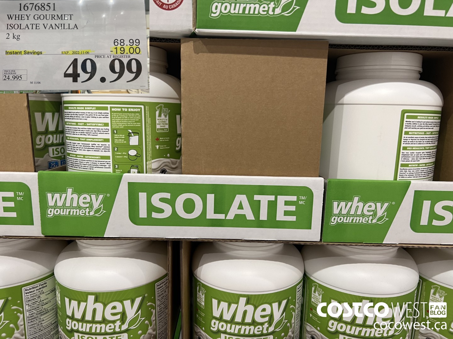 1676851 WHEY GOURMET ISOLATE VANILLA 2 KG ($19.00 INSTANT SAVINGS EXPIRES ON 2022-11-06) $49.99