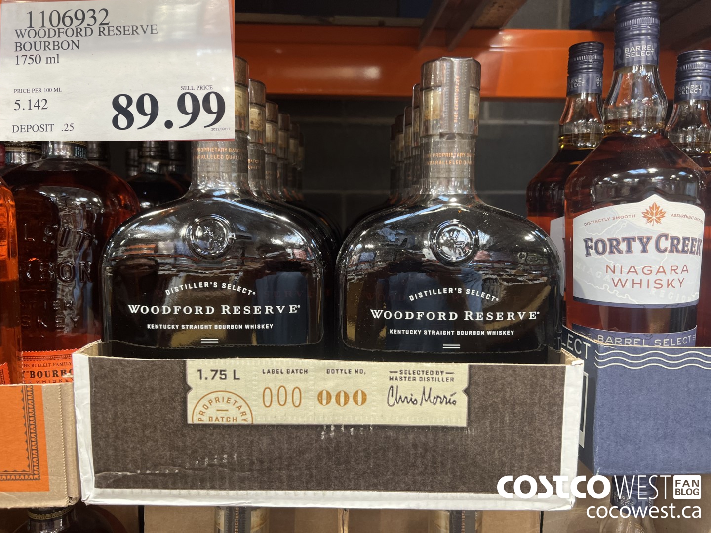 1106932 WOODFORD RESERVE BOURBON 1750 ML $89.99