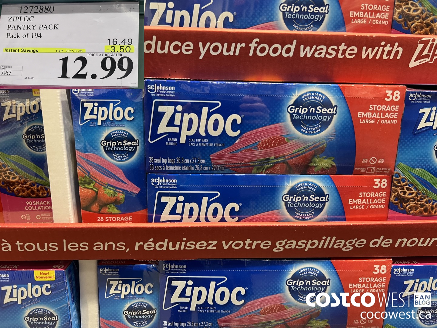 1272880 ZIPLOC PANTRY PACK Pack of 194 ($3.50 INSTANT SAVINGS EXPIRES ON 2022-11-06) $12.99