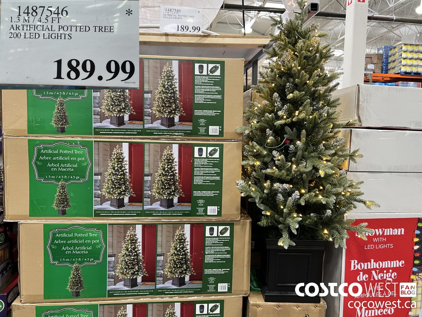 1487546 1.3 M / 4.5 FT ARTIFICIAL POTTED TREE 200 LED LIGHTS $189.99