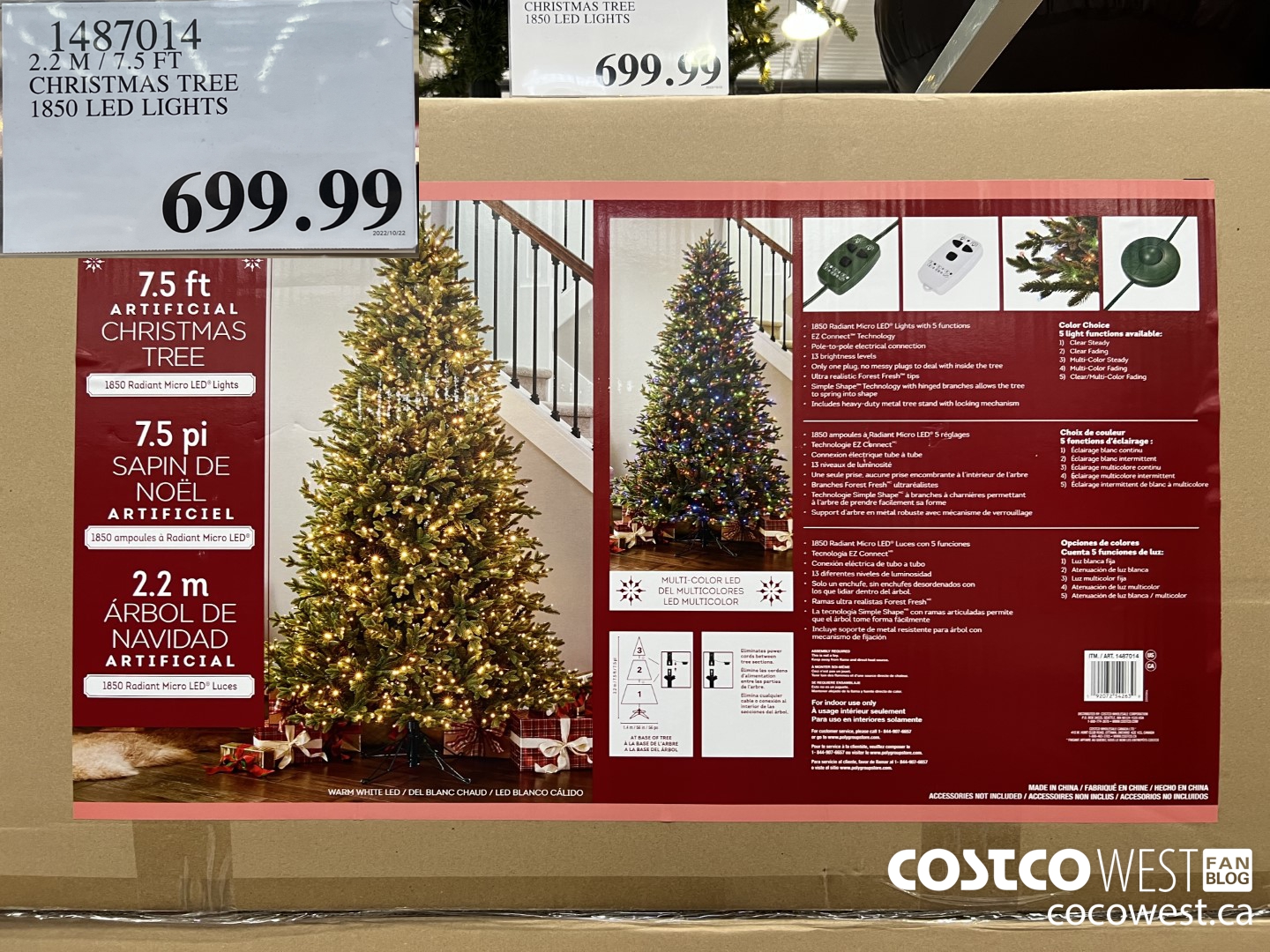 1487014 2.2 M / 7.5 FT CHRISTMAS TREE 1850 LED LIGHTS  $699.99