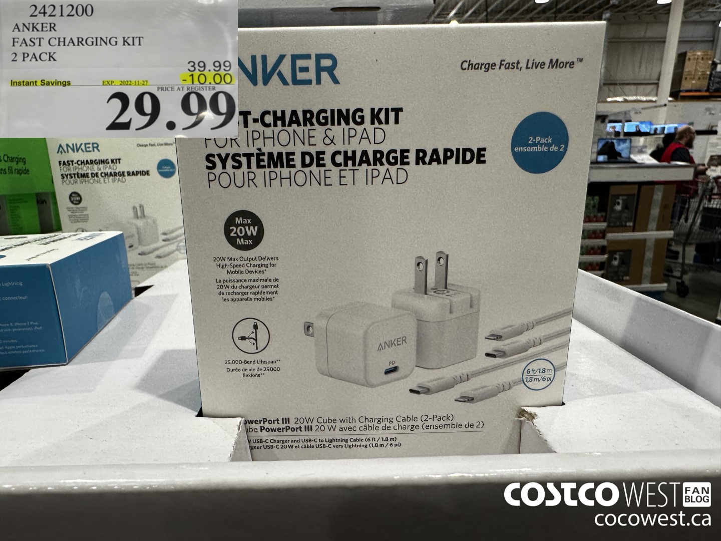 2421200 ANKER FAST CHARGING KIT 2 PACK ($10.00 INSTANT SAVINGS EXPIRES ON 2022-11-27) $29.99