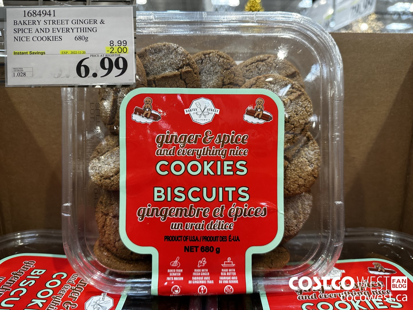 1684941 BAKERY STREET GINGER & SPICE AND EVERYTHING NICE COOKIES 680G ($2.00 INSTANT SAVINGS EXPIRES ON 2022-11-20) $6.99
