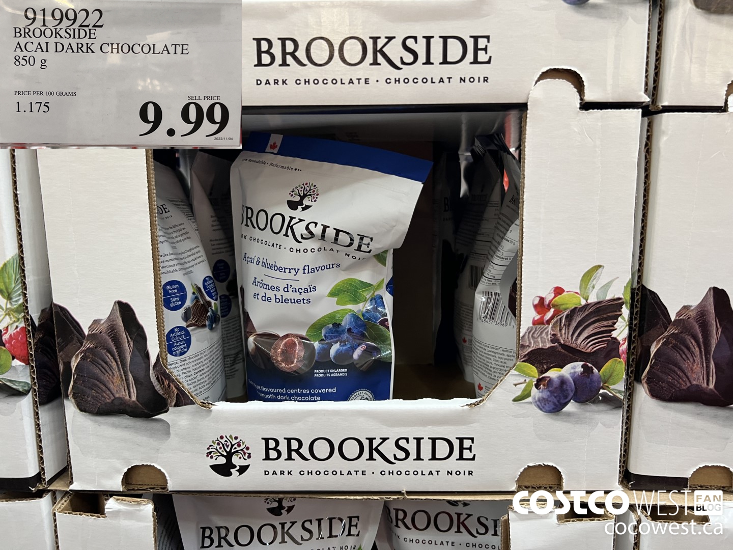 919922 BROOKSIDE ACAI DARK CHOCOLATE 850 g $9.99