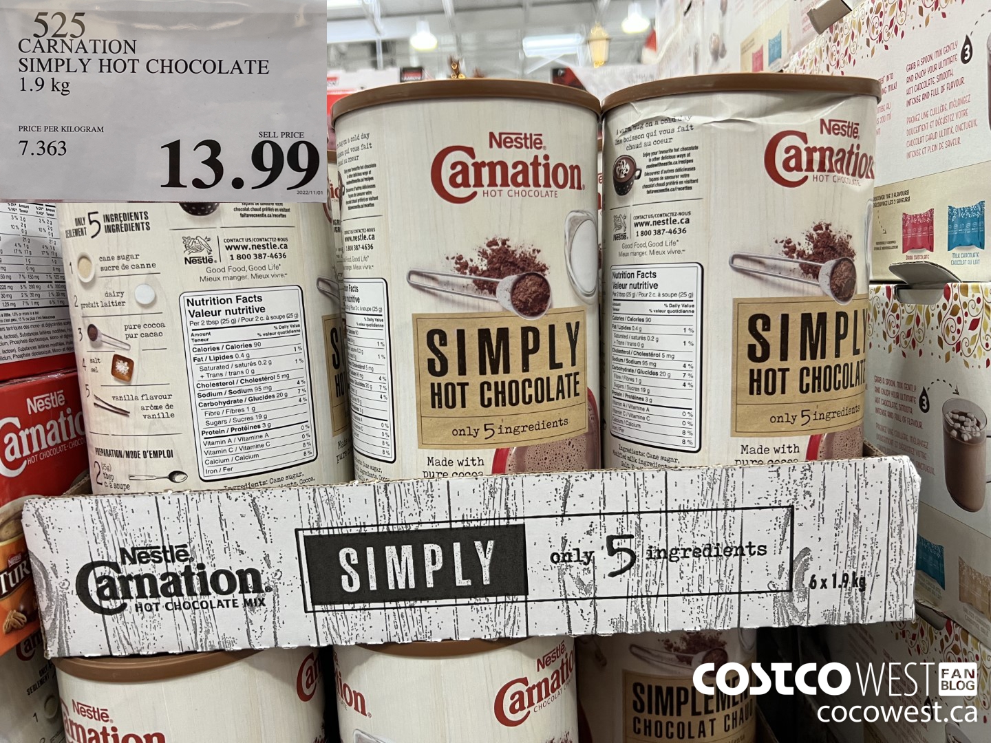 525 CARNATION 5 SIMPLE INGREDIENTS HOT CHOCOLATE 1.9 kg $13.99