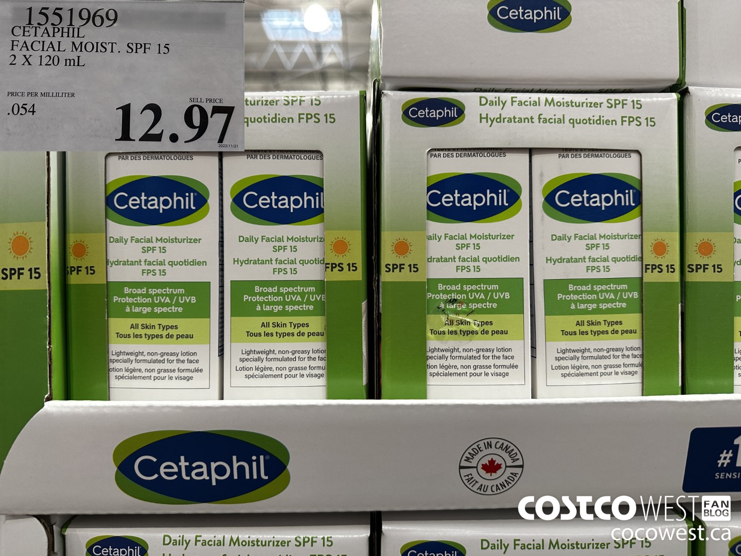 1551969 CETAPHIL FACIAL MOIST. SPF 15 2 X 120 ML $12.97
