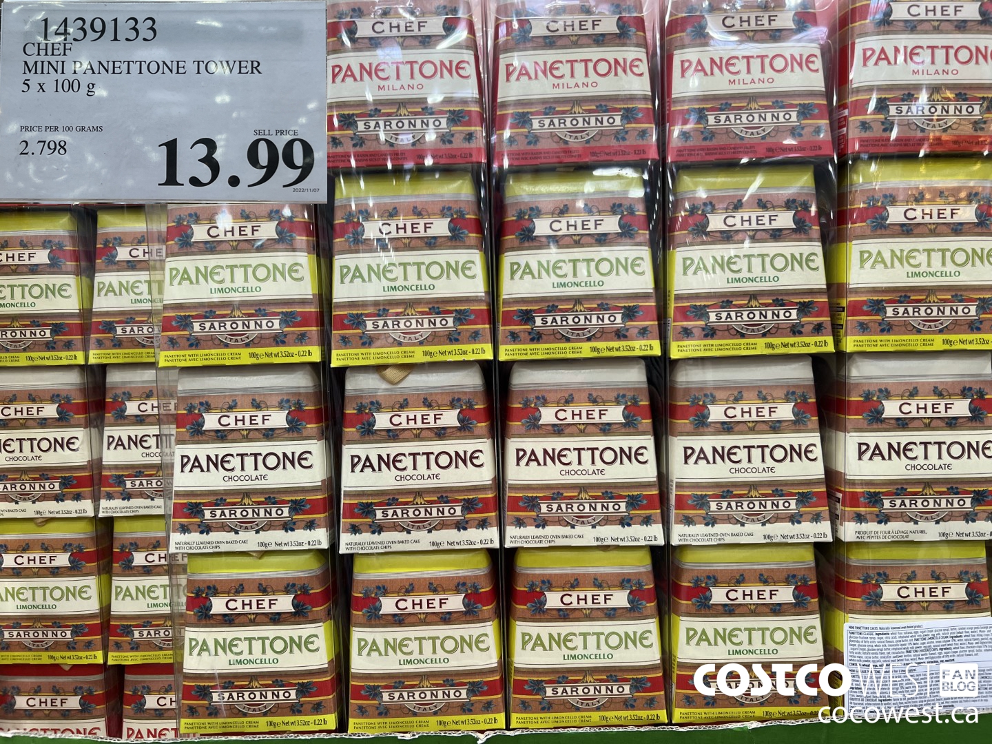1439133 CHEF MINI PANETTONE TOWER 5 X 100 G $13.99