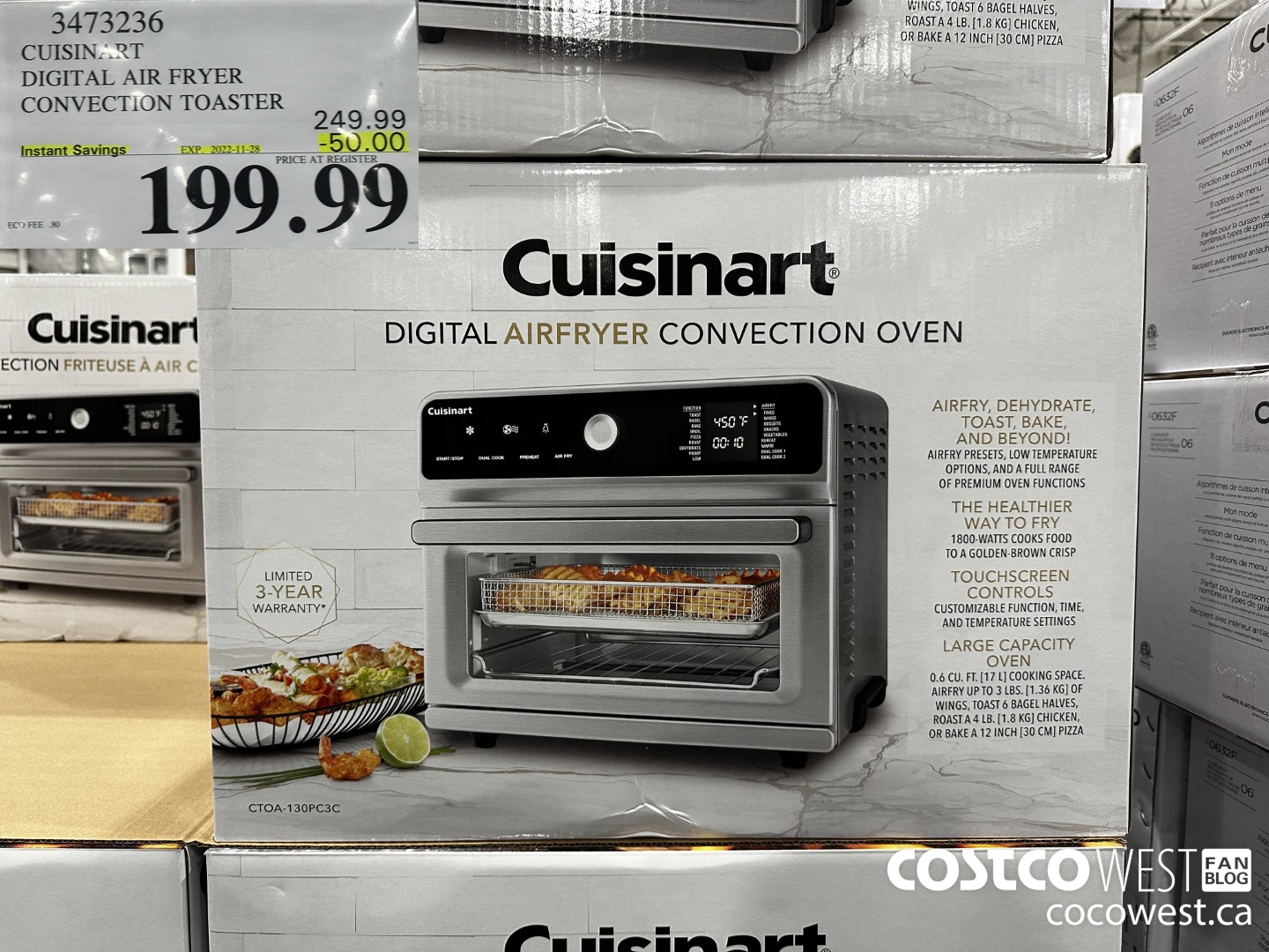 3473236 CUISINART DIGITAL AIR FRYER CONVECTION TOASTER ($50.00 INSTANT SAVINGS EXPIRES ON 2022-11-28) $199.99