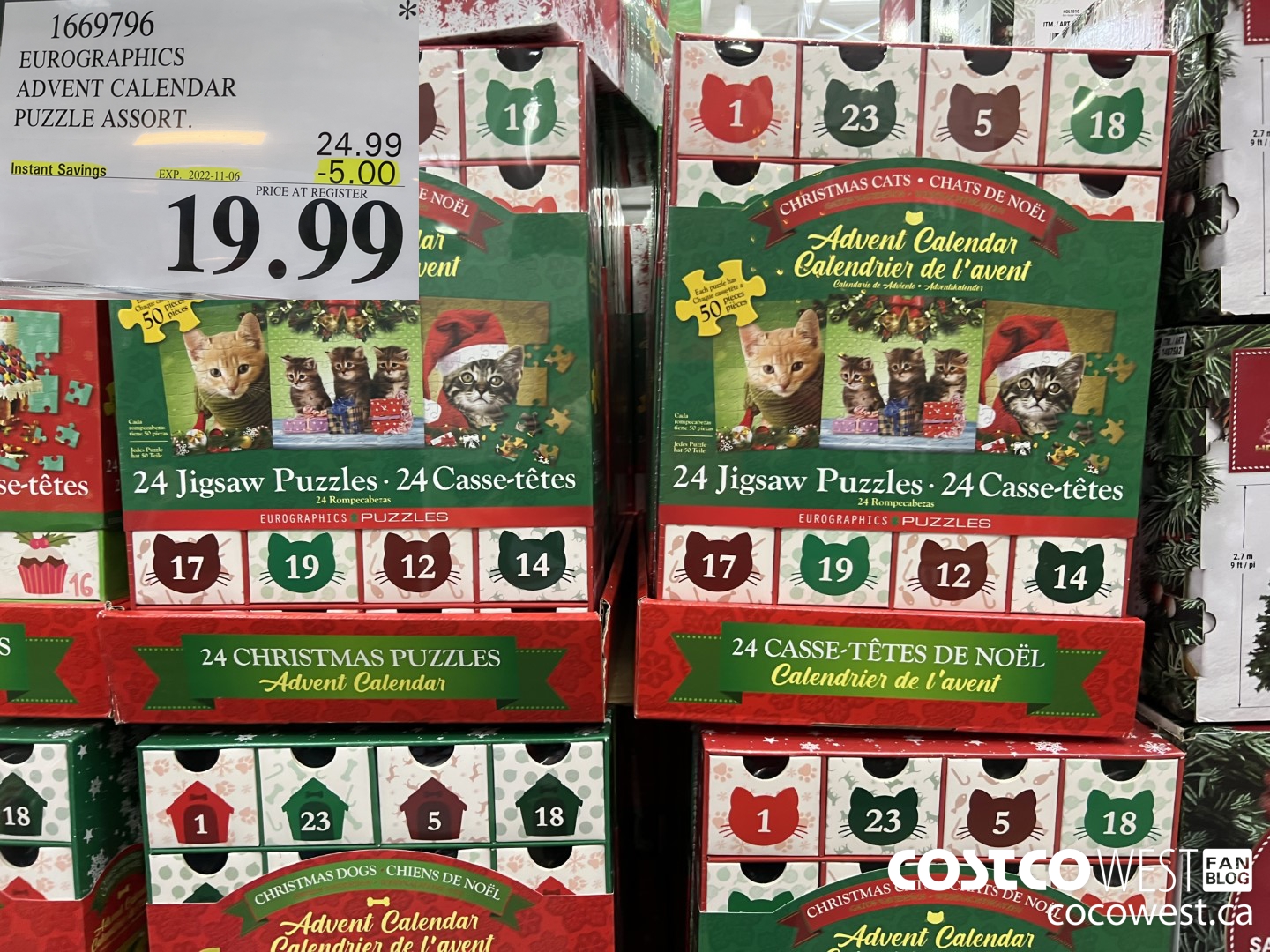 1669796 EUROGRAPHICS ADVENT CALENDER PUZZLE ASSORT.  ($5.00 INSTANT SAVINGS EXPIRES ON 2022-11-06) $19.99