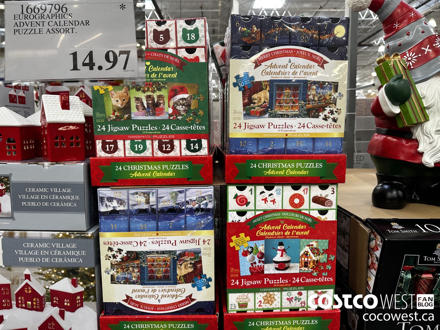 1669796 EUROGRAPHICS ADVENT CALENDER PUZZLE ASSORT.  $14.97