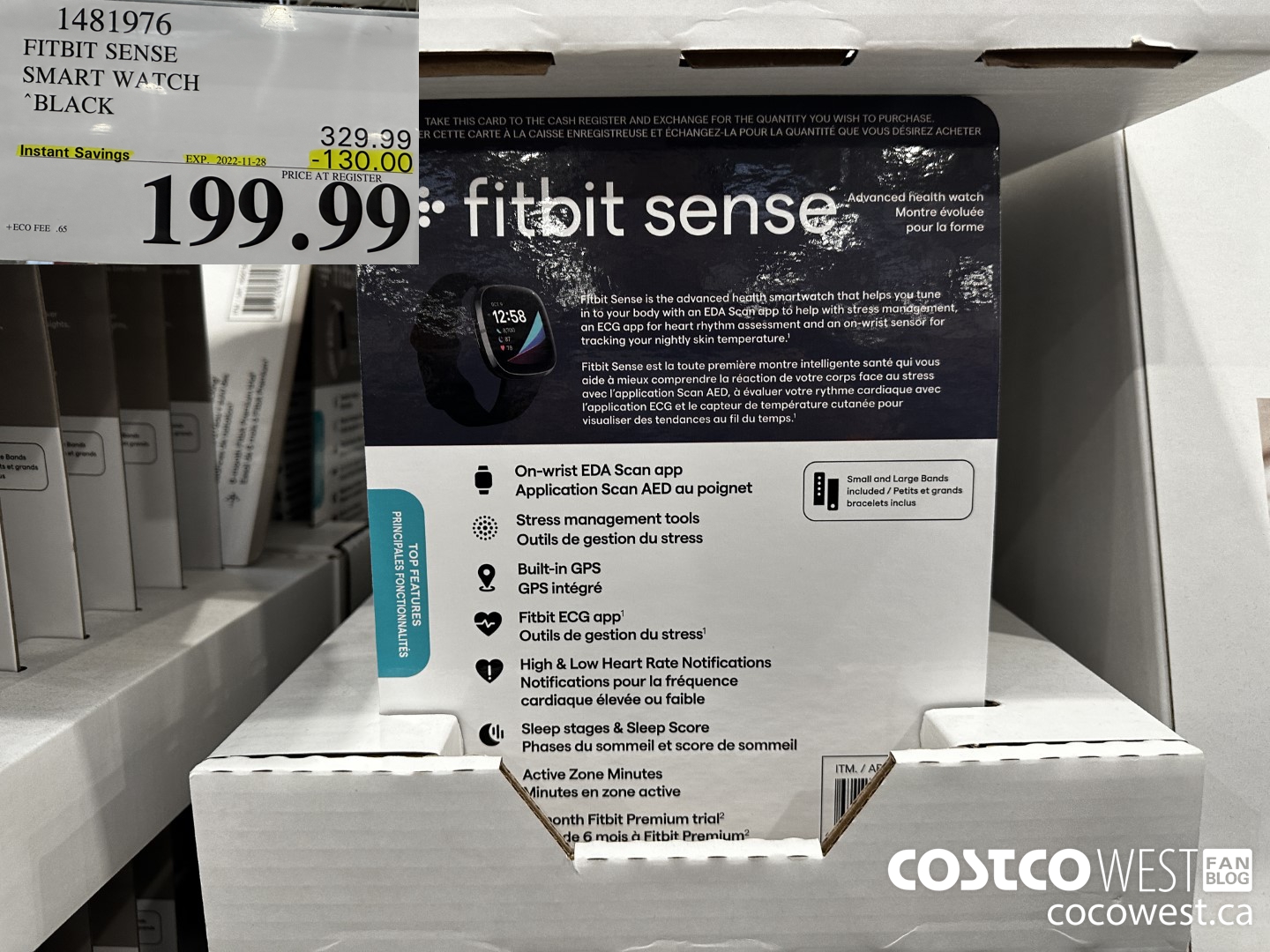 1481976 FITBIT SENSE SMART WATCH BLACK ($130.00 INSTANT SAVINGS EXPIRES ON 2022-11-28) $199.99