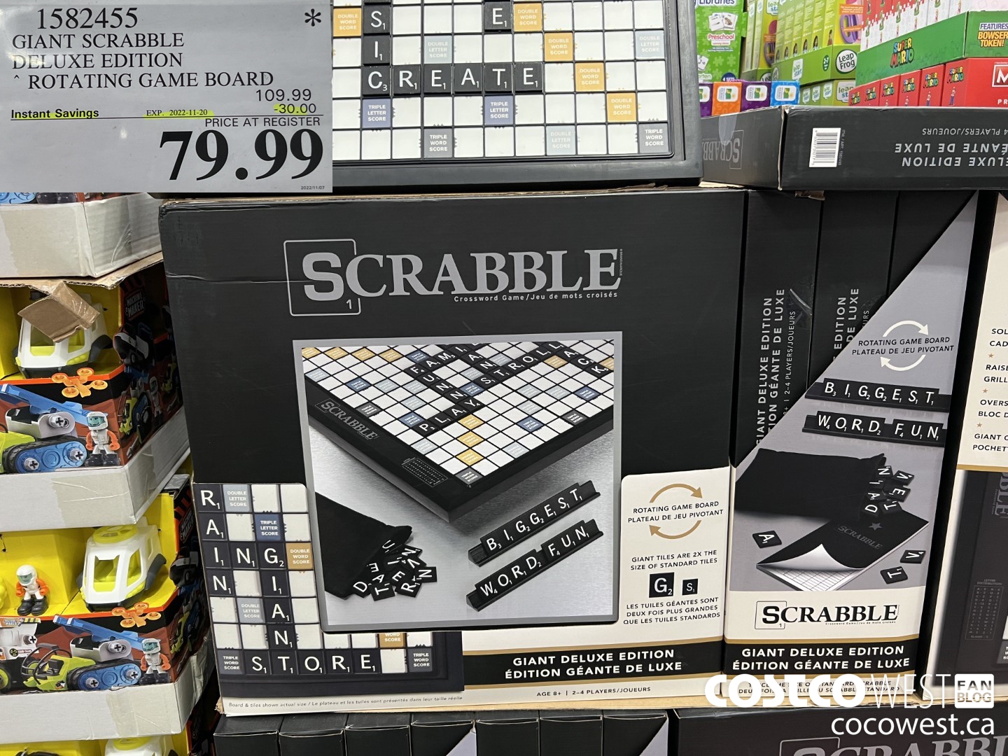 1582455 GIANT SCRABBLE DELUXE EDITION ROTATING GAME BOARD ($30.00 INSTANT SAVINGS EXPIRES ON 2022-11-20) $79.99