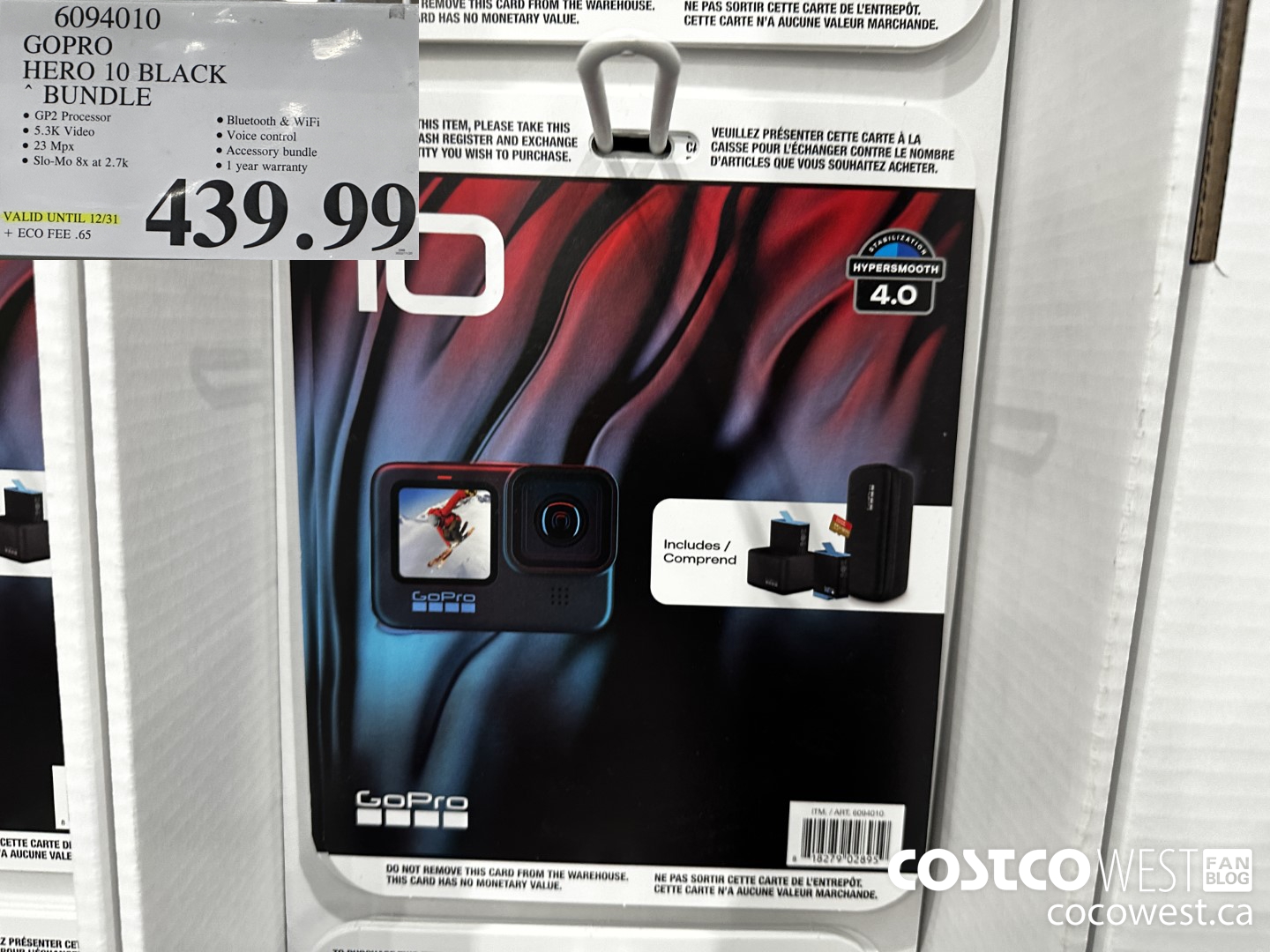 6094010 GOPRO HERO 10 BLACK BUNDLE ($130.00 INSTANT SAVINGS EXPIRES ON 2022-12-31) $439.99