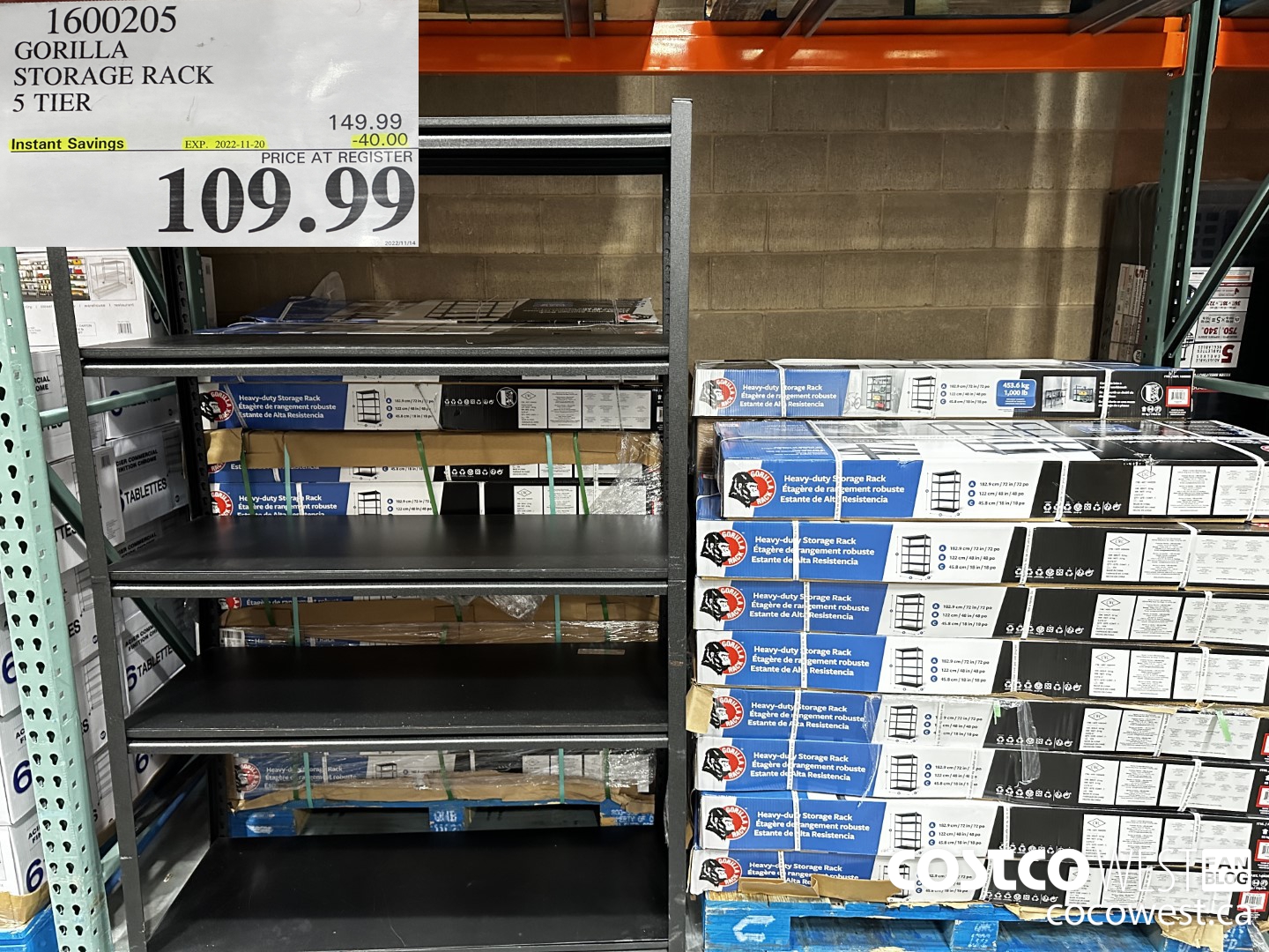 1600205 GORILLA STORAGE RACK 5 TIER 20 00 INSTANT SAVINGS EXPIRES ON 2020  08 30 79 99 - Costco East Fan Blog