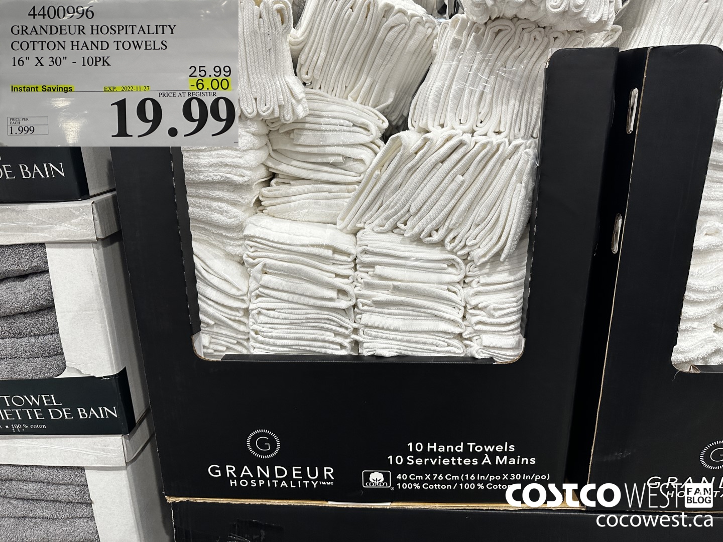 4400996 GRANDEUR HOSPITALITY COTTON HAND TOWELS 16