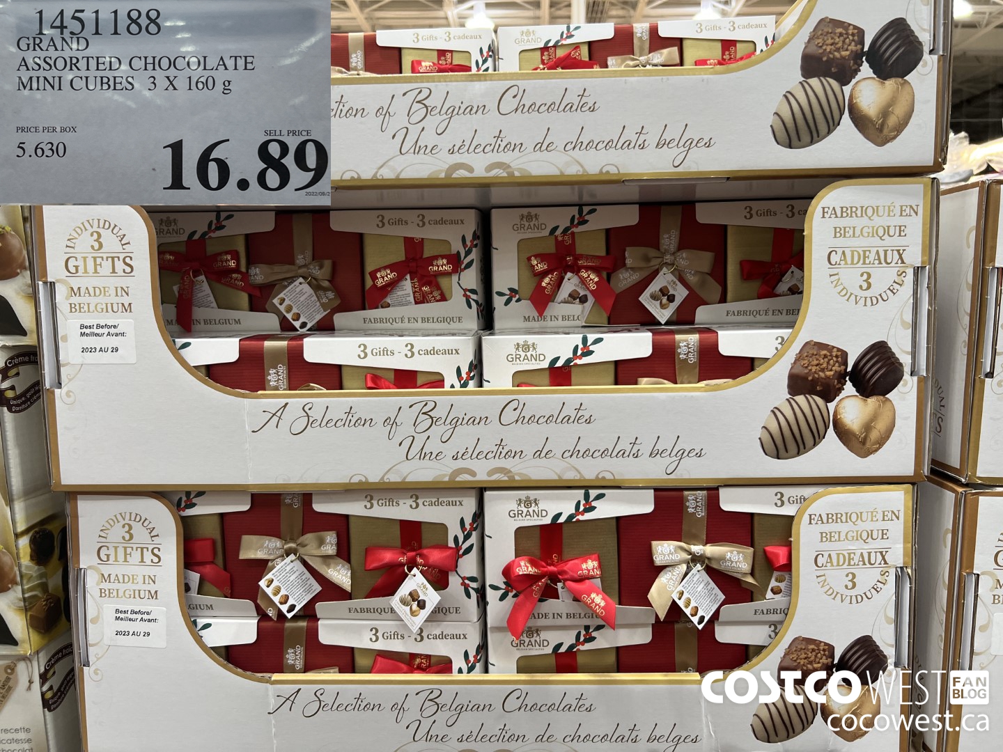 1451188 GRAND ASSORTED CHOCOLATE MINI CUBES 3 X 160 g $16.89