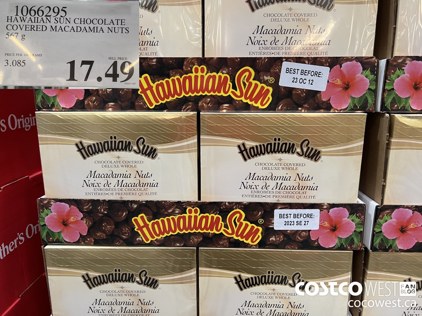 1066295 HAWAIIAN SUN CHOCOLATE COVERED MACADAMIA NUTS 567 g $17.49