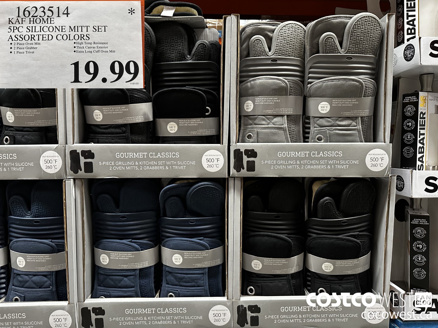 1623514 KAF HOME 5PC SILICONE MITT SET ASSORTED COLORS $19.99