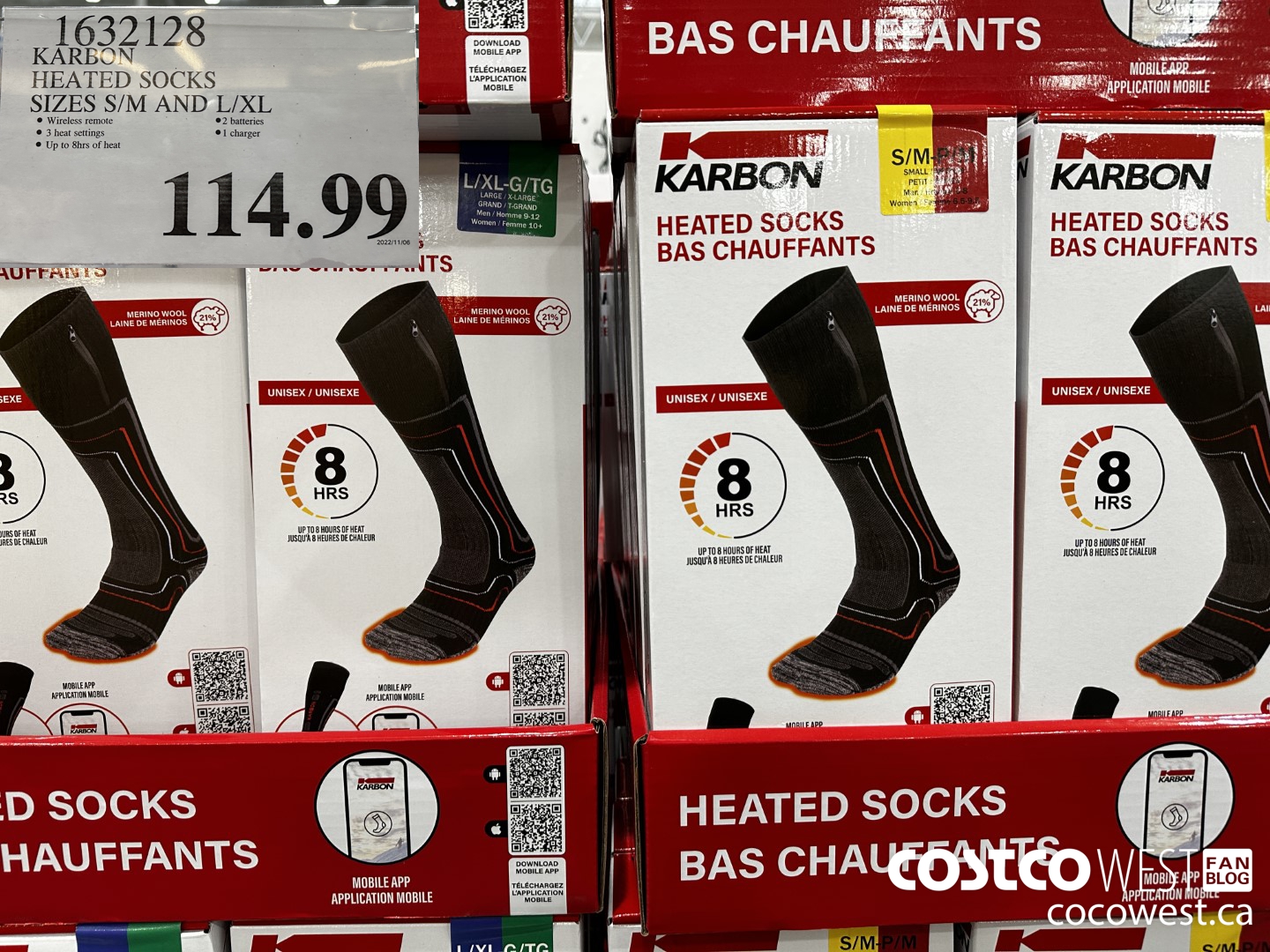 1632128 KARBON HEATED SOCKS SIZES S M AND L XL 114 99 - Costco East Fan Blog