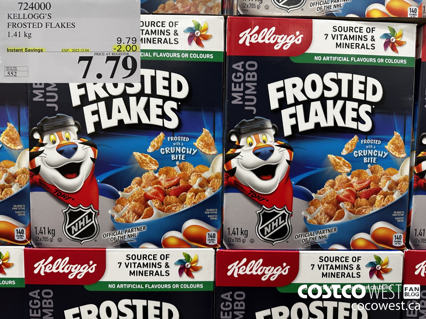 724000 KELLOGGS FROSTED FLAKES MEGA 1.41 kg ($2.00 INSTANT SAVINGS EXPIRES ON 2022-12-04) $7.79