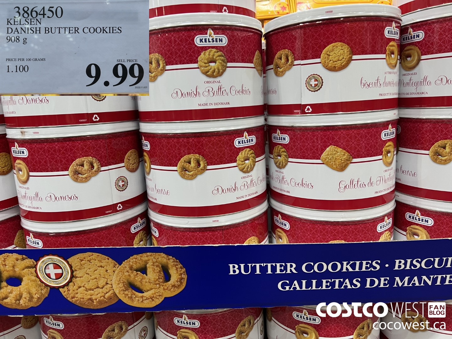 386450 KELSEN DANISH BUTTER COOKIES 908 G $9.99