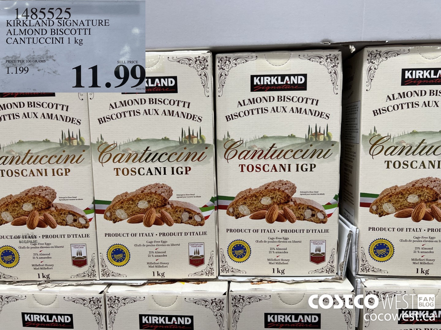 1485525 KIRKLAND SIGNATURE ALMOND BISCOTTI CANTUCCINI 1 kg $11.99