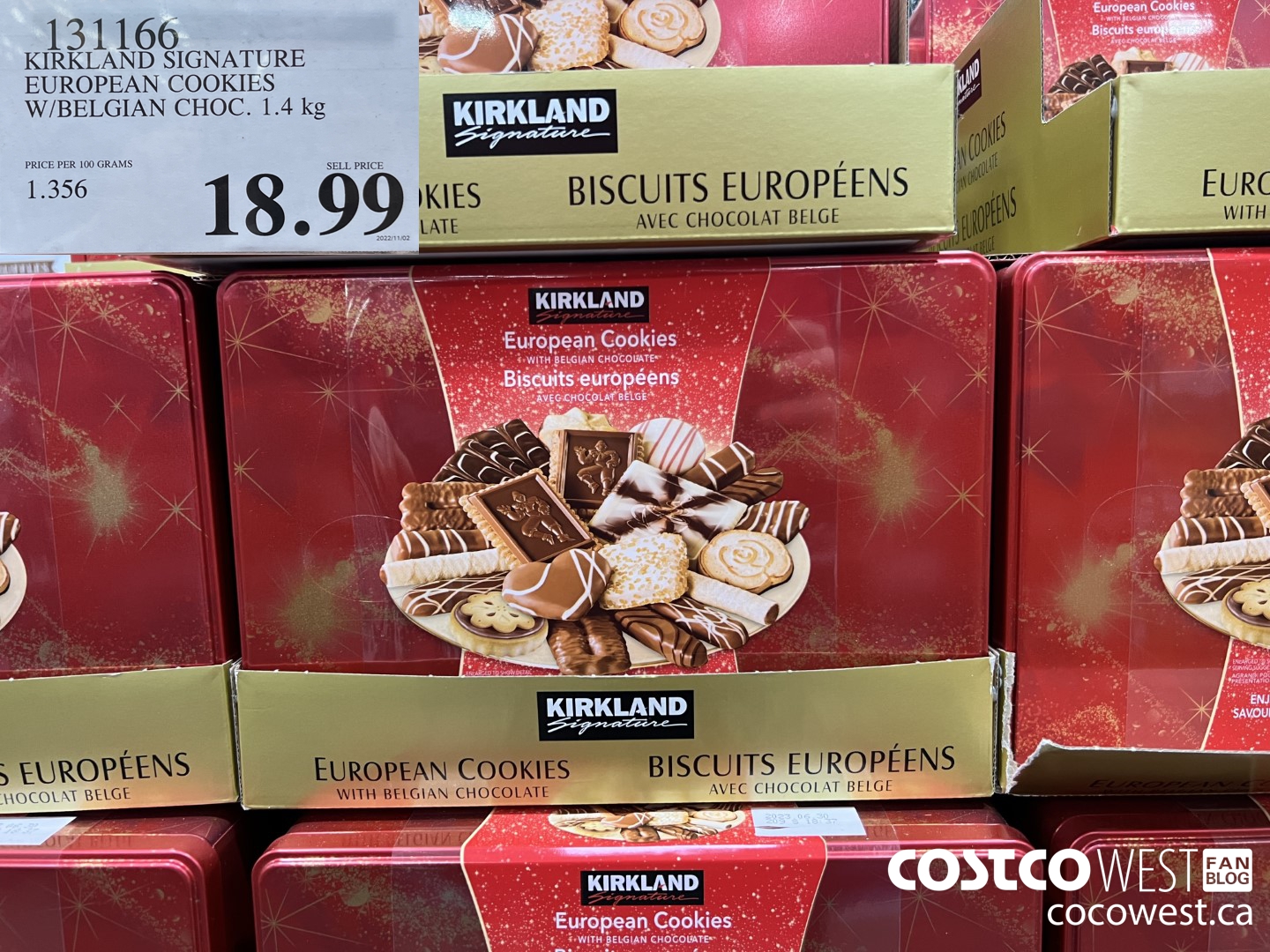 131166 KIRKLAND SIGNATURE EUROPEAN COOKIES W/ BELGIAN CHOC. 1.4 KG $18.99