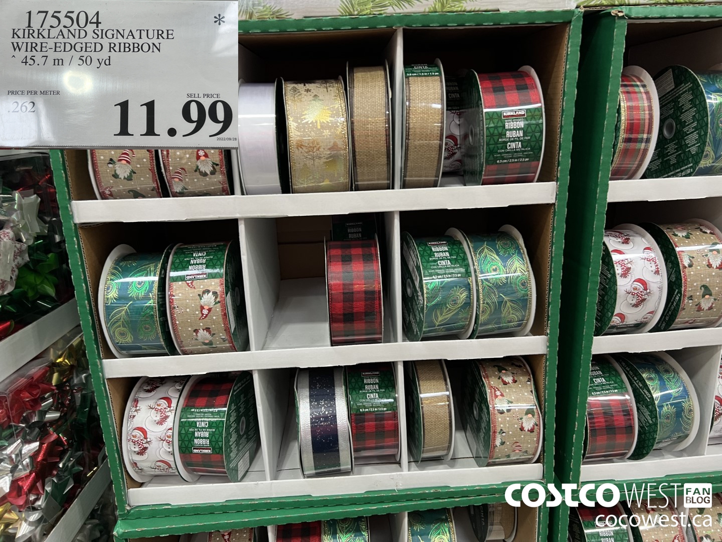 175504 KIRKLAND SIGNATURE WIRE-EDGED RIBBON 45.7 M / 50 YD $11.99