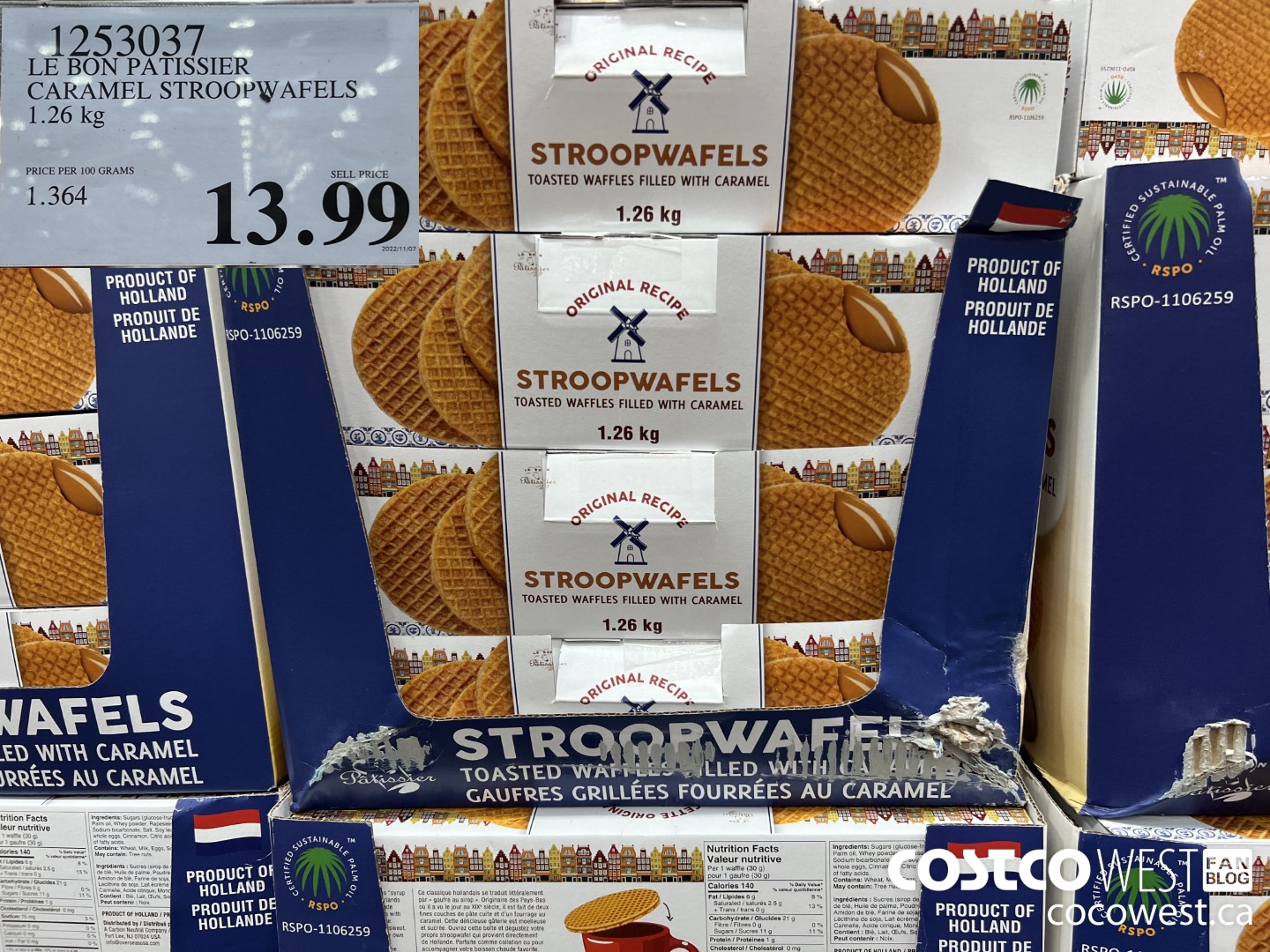 1253037 LE BON PATISSIER CARAMEL STROOPWAFELS 1.26 KG $13.99