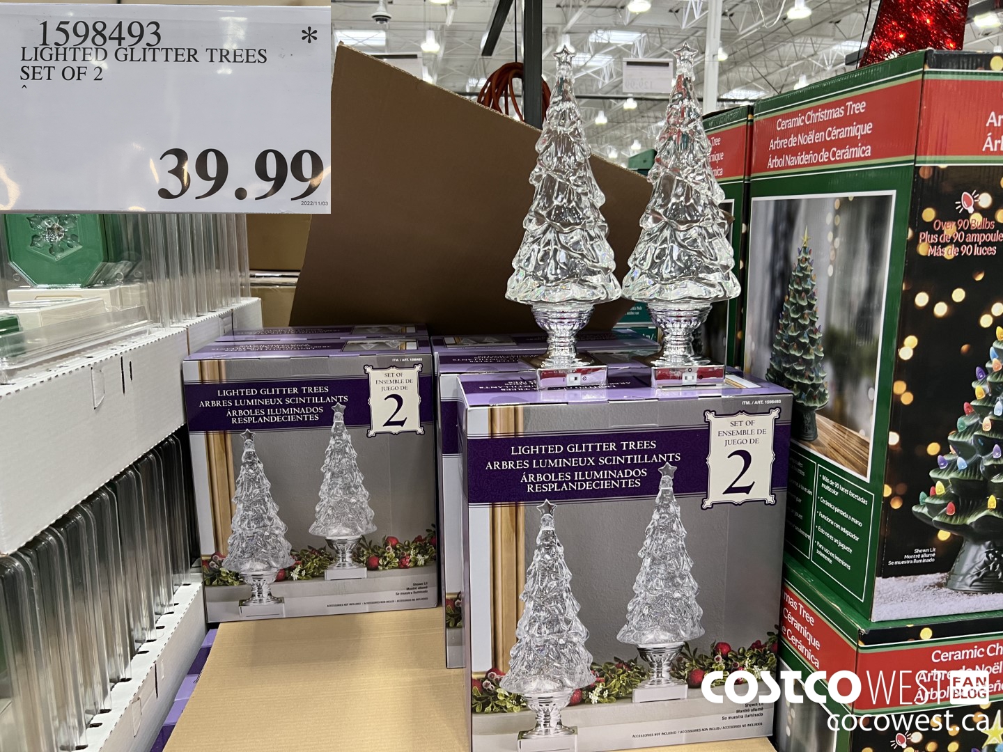 1598493 LIGHTED GLITTER TREES SET OF 2  $39.99