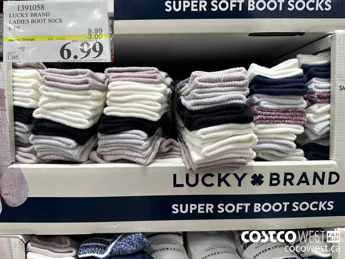 1224567 LUCKY BRAND COTTON BOOT SOCK LADIES SIZES 5 10 5 00 INSTANT SAVINGS  EXPIRES ON 2023 10 29 13 99 - Costco East Fan Blog