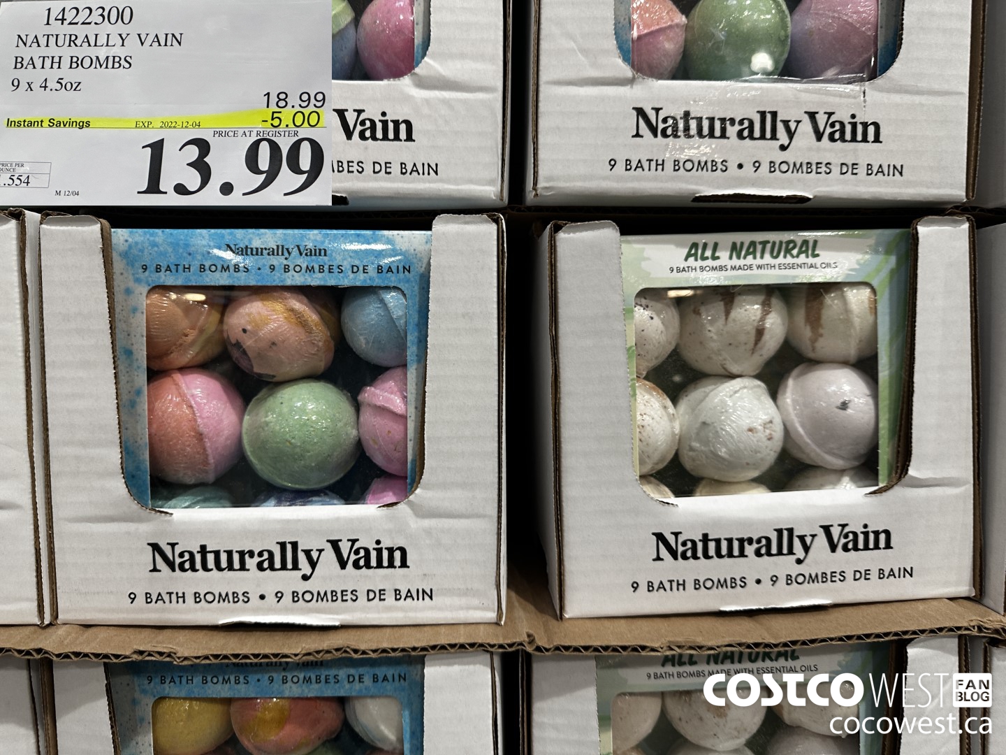 1422300 NATURALLY VAIN BATH BOMBS 9 x 4.5oz ($5.00 INSTANT SAVINGS EXPIRES ON 2022-12-04) $13.99