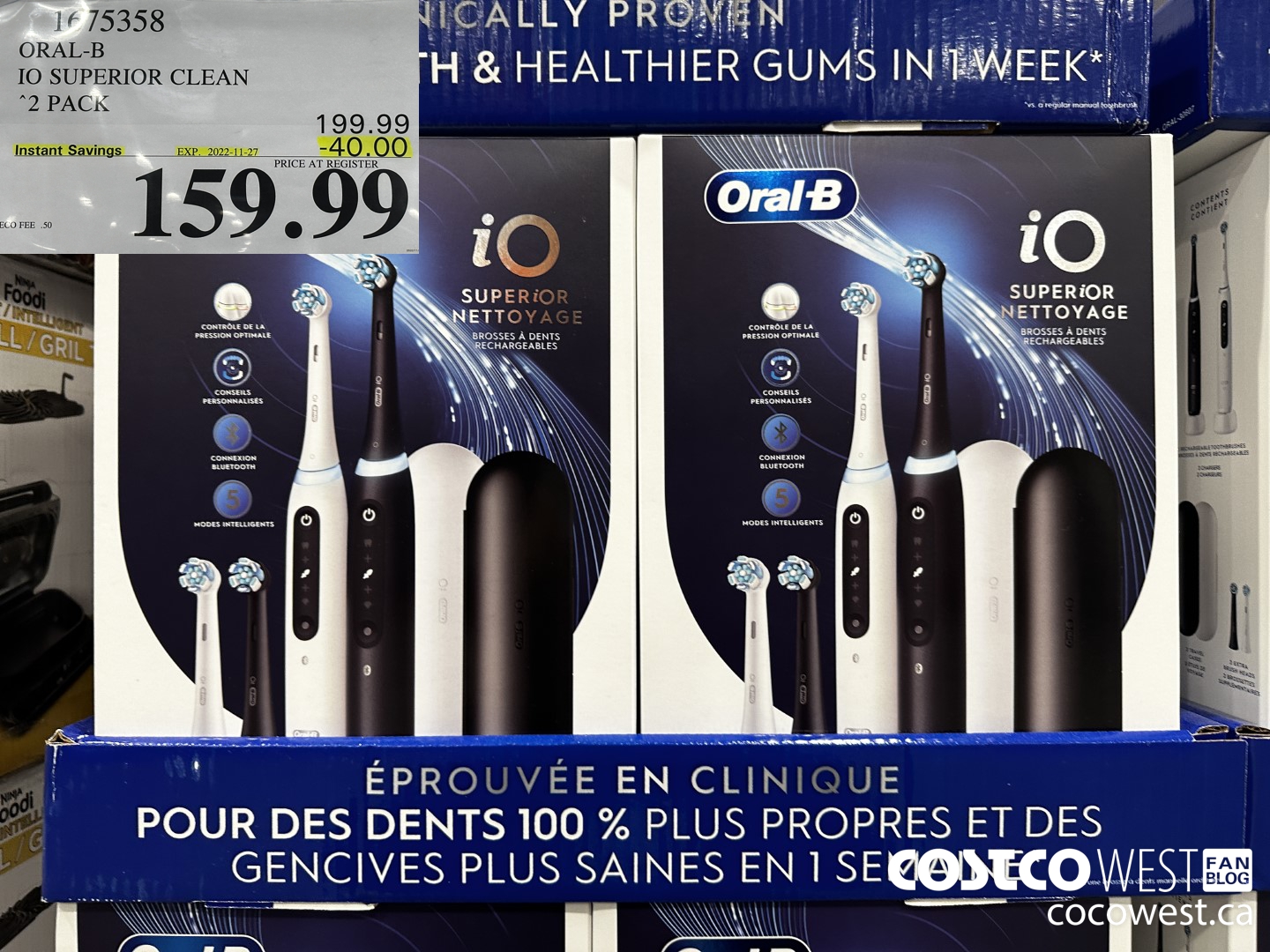 1675358 ORAL-B IO SUPERIOR CLEAN 2 PACK ($40.00 INSTANT SAVINGS EXPIRES ON 2022-11-27) $159.99