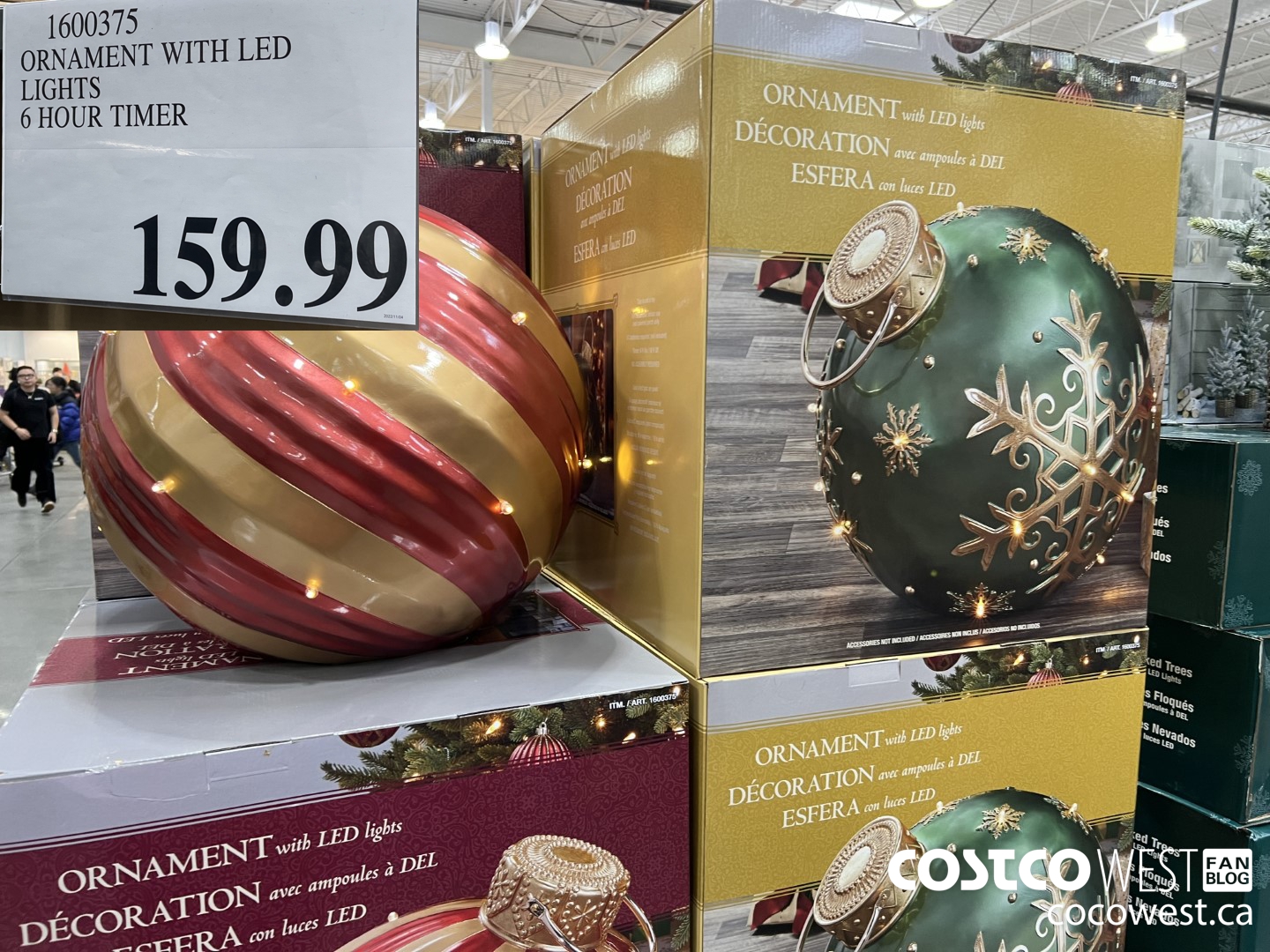 1600375 ORNAMENT WITH LED LIGHTS 6 HOUR TIMER $159.99