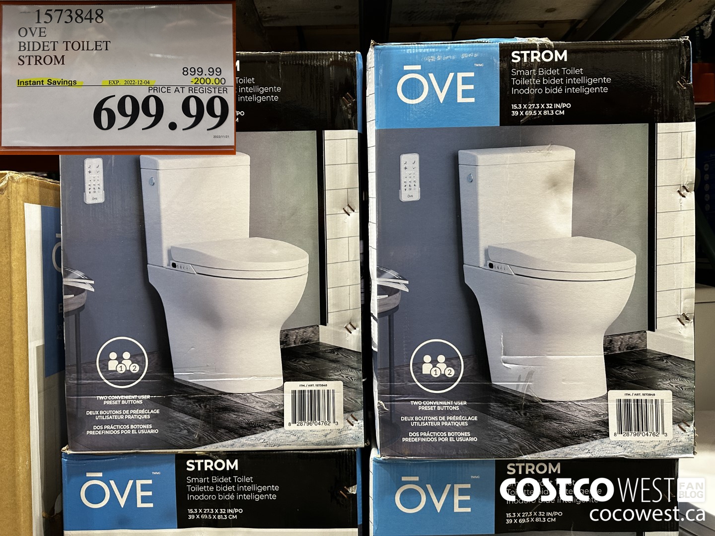 1573848 OVE BIDET TOILET STROM ($200.00 INSTANT SAVINGS EXPIRES ON 2022-12-04) $699.99