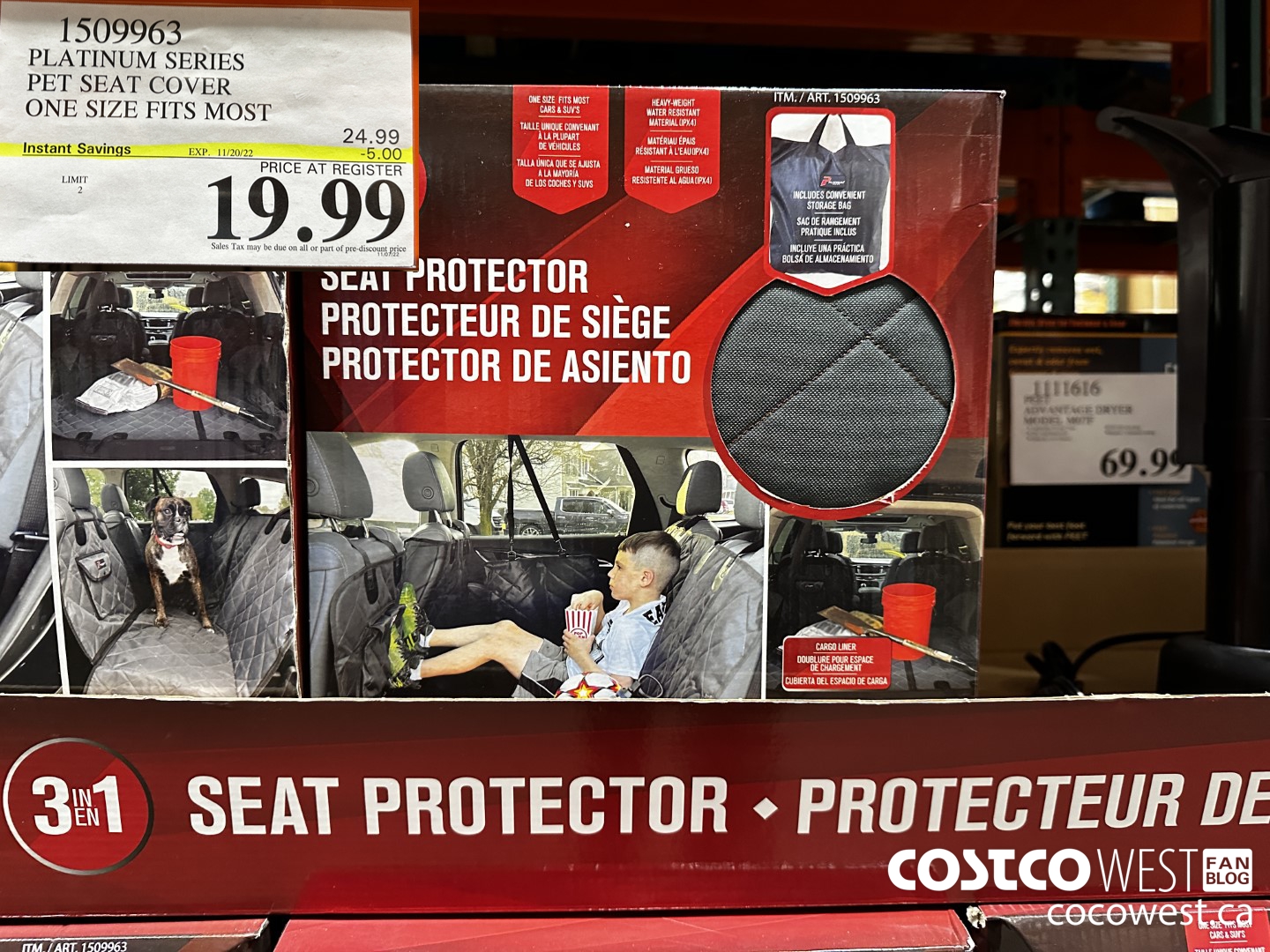 1509963 PLATINUM SERIES PET SEAT COVER ONE SIZE FITS MOST ($5.00 INSTANT SAVINGS EXPIRES ON 2022-11-20) $19.99