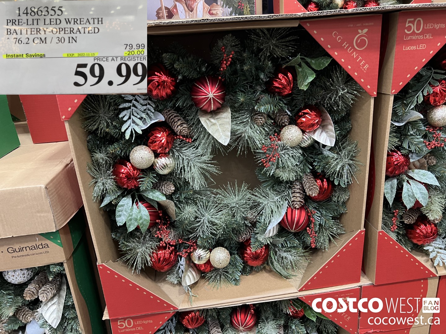 1486355 PRE-LIT LED WREATH BATTERY-OPERATED 76.2 CM / 30 IN ($20.00 INSTANT SAVINGS EXPIRES ON 2022-11-13) $59.99