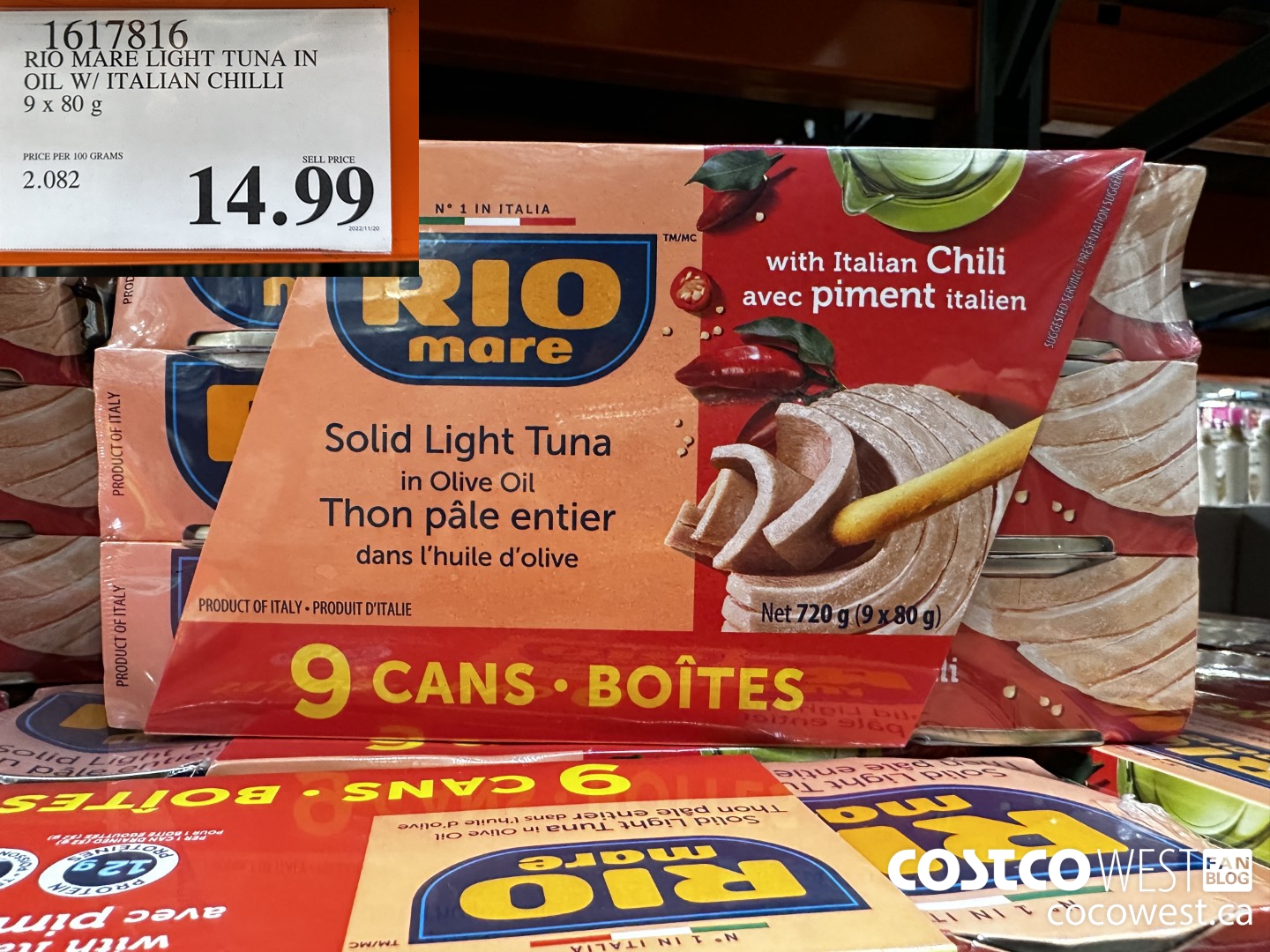 1617816 RIO MARE LIGHT TUNA IN OIL W/ ITALIAN CHILLI 9 x 80 g $14.99