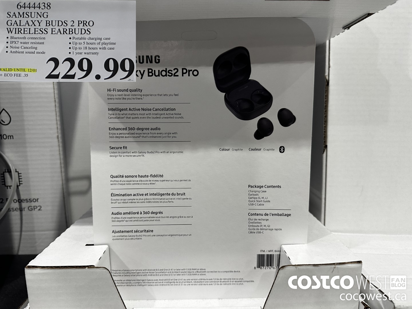 6444438 SAMSUNG GALAXY BUDS 2 PRO WIRELESS EARBUDS (EXPIRES ON 2022-12-01) $229.99