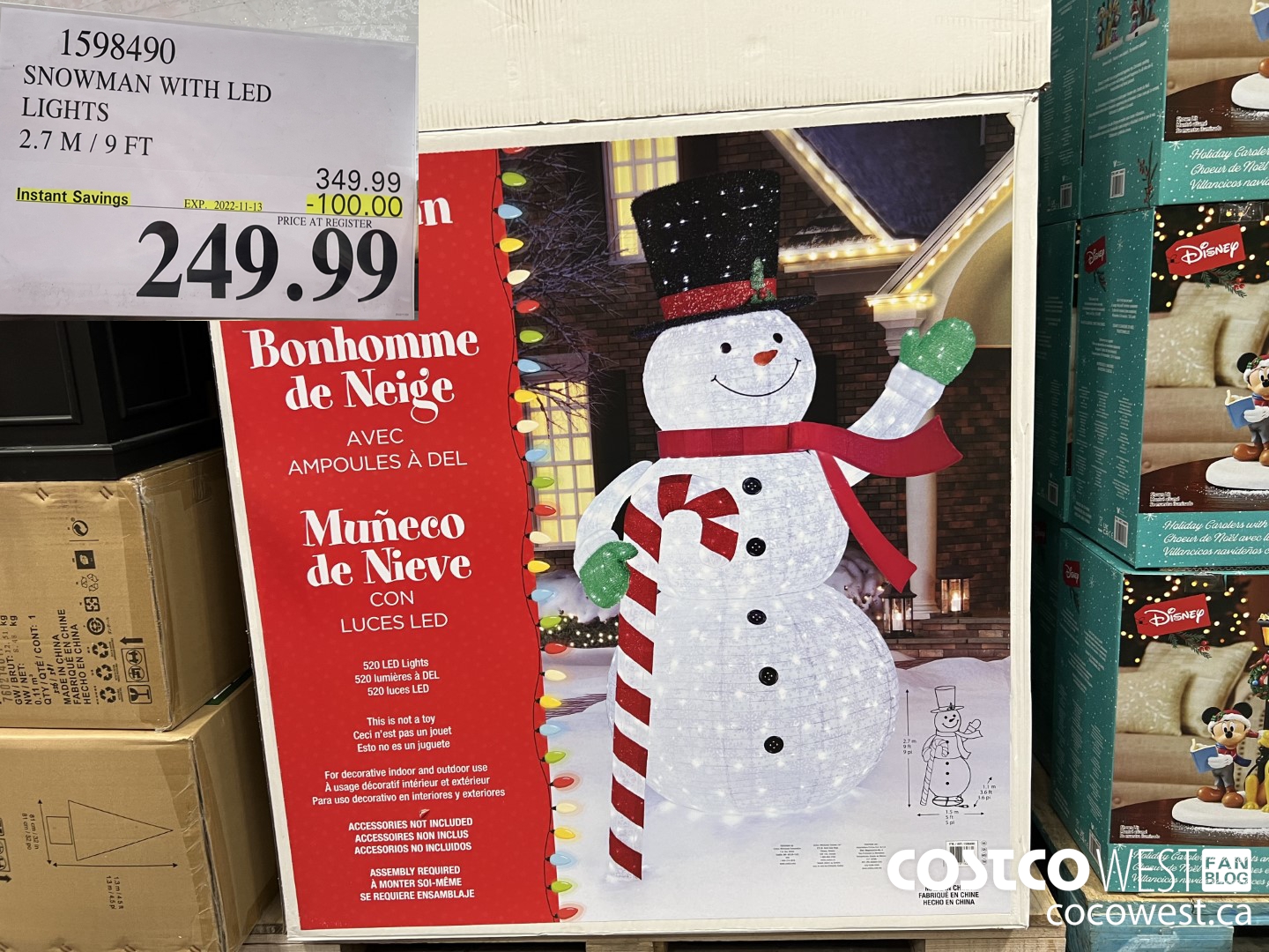 1598490 SNOWMAN WITH LED LIGHTS 2.7 M / 9 FT ($100.00 INSTANT SAVINGS EXPIRES ON 2022-11-13) $249.99