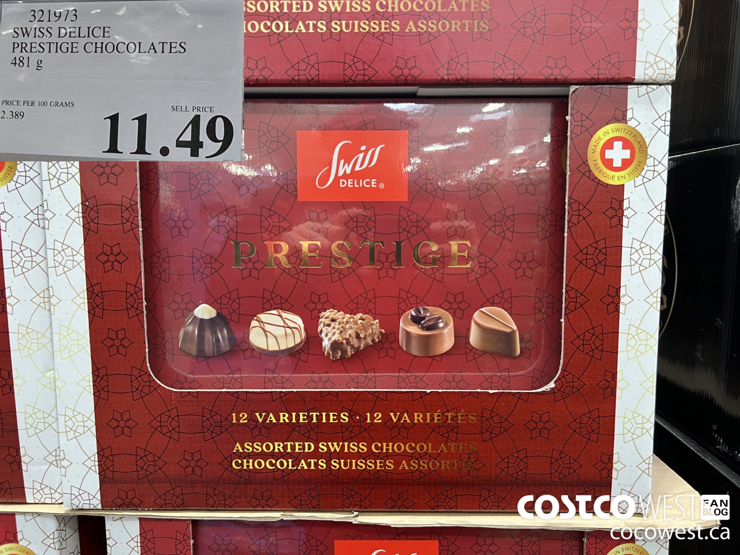 321973 SWISS DELICE PRESTIGE CHOCOLATES 481 G $11.49