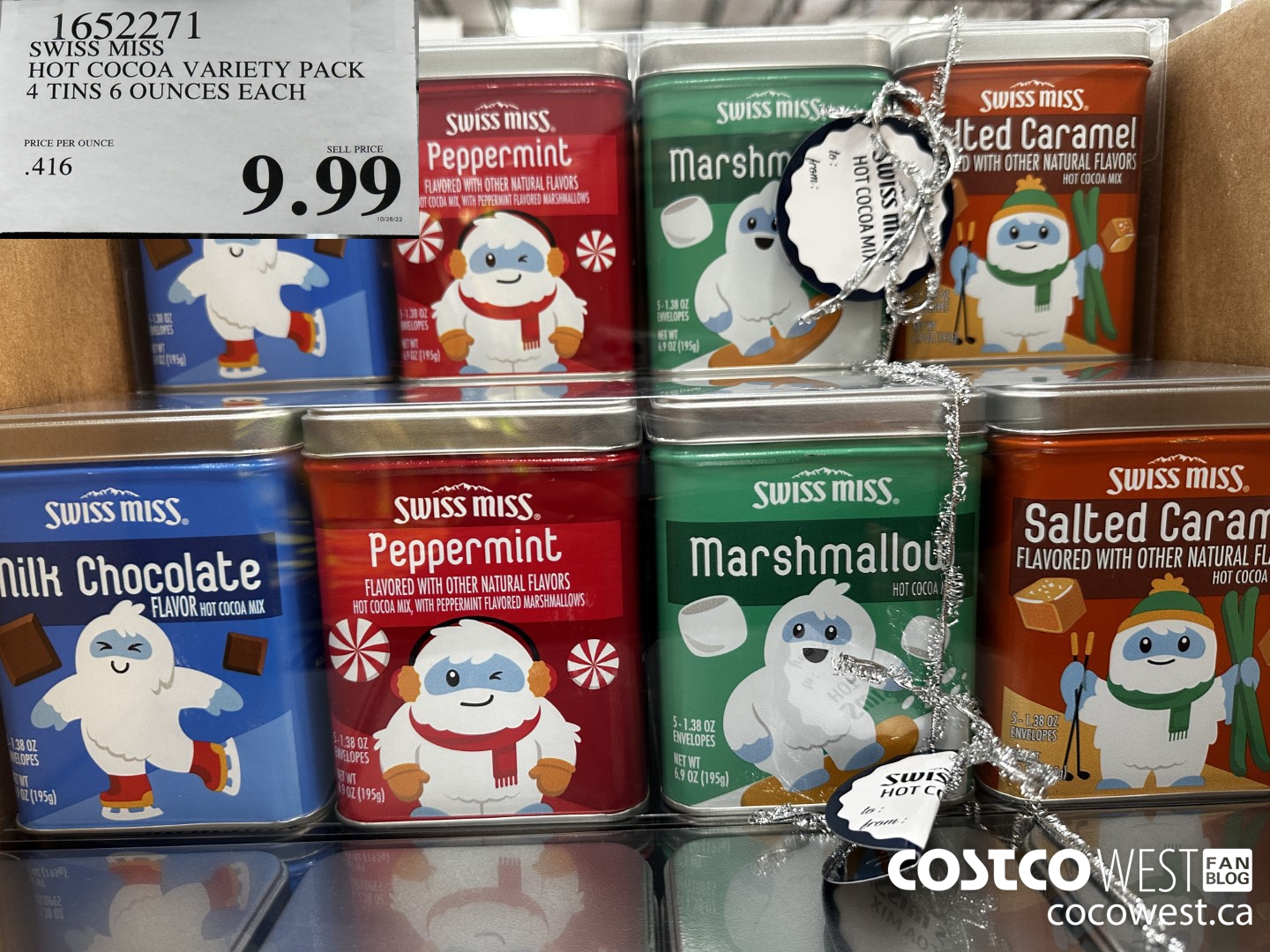 1652271 SWISS MISS HOT COCOA VARIETY PACK 4 TINS 6 OUNCES EACH $9.99