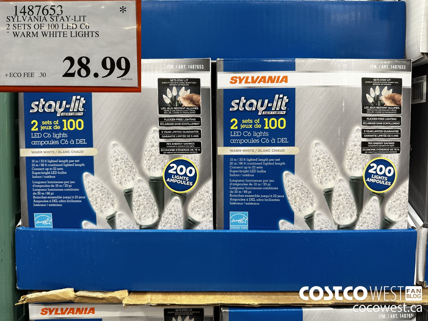 1487653 SYLVANIA STAY-LIT 2 SETS OF 100 LED C6 LIGHTS WARM WHITE LIGHTS $28.99