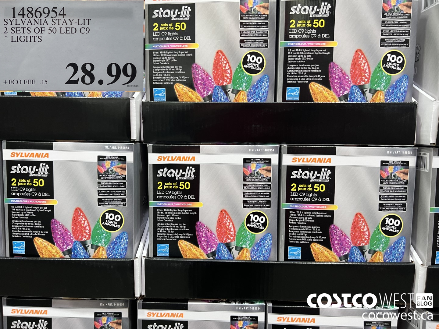 1486954 SYLVANIA STAY-LIT 2 SETS OF 50 LED C9 LIGHTS $28.99