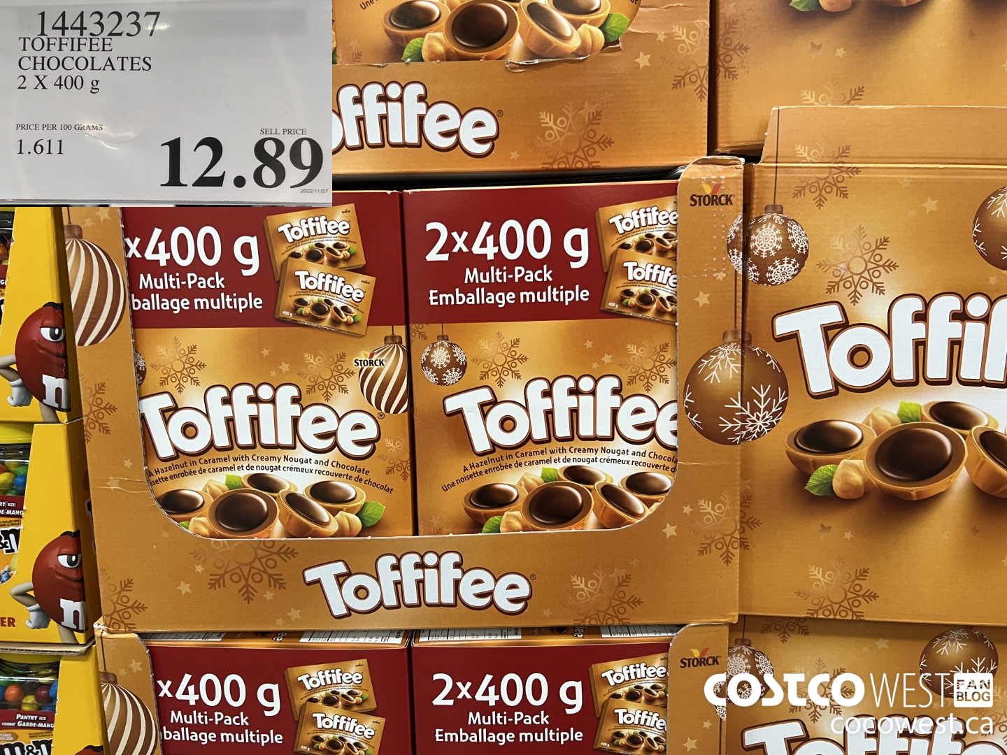 1443237 TOFFIFEE CHOCOLATES 2 x 400 g $12.89