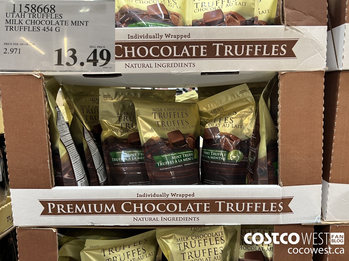 1158668 UTAH TRUFFLES MILK CHOCOLATE MINT TRUFFLES 454 G $13.49