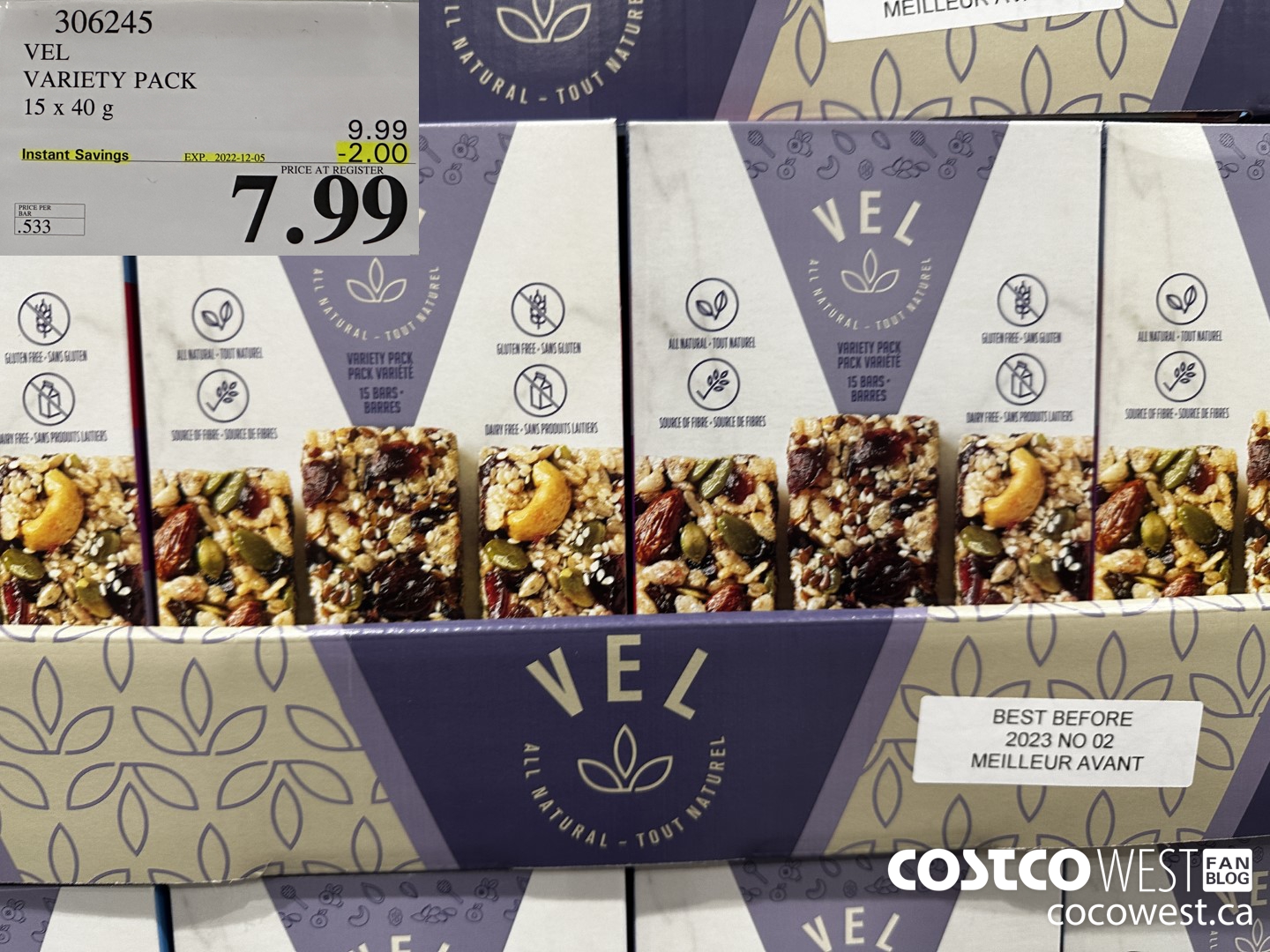 306245 VEL VARIETY PACK 15 x 40g ($2.00 INSTANT SAVINGS EXPIRES ON 2022-12-05) $7.99