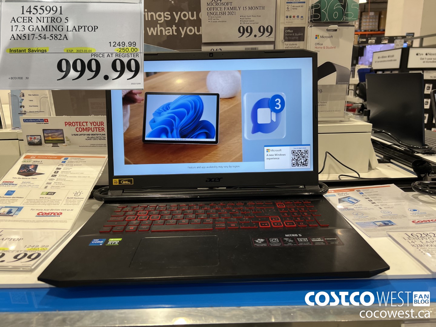 1455991 ACER NITRO 5 17.3 GAMING LAPTOP AN517-54-582A ($250.00 INSTANT SAVINGS EXPIRES ON 2023-01-01) $999.99