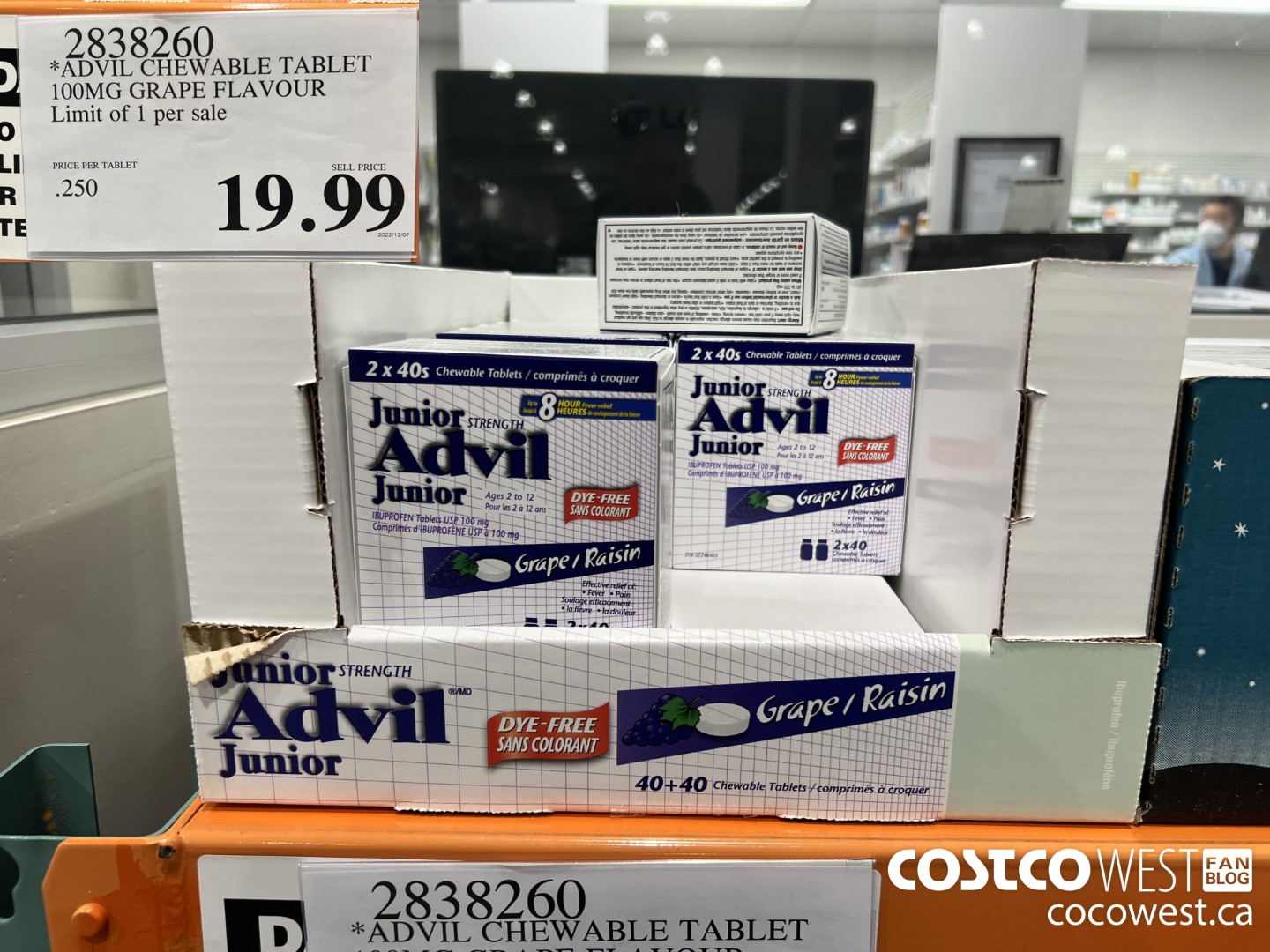 2838260 ADVIL CHEWABLE TABLET 100MG GRAPE FLAVOUR $19.99