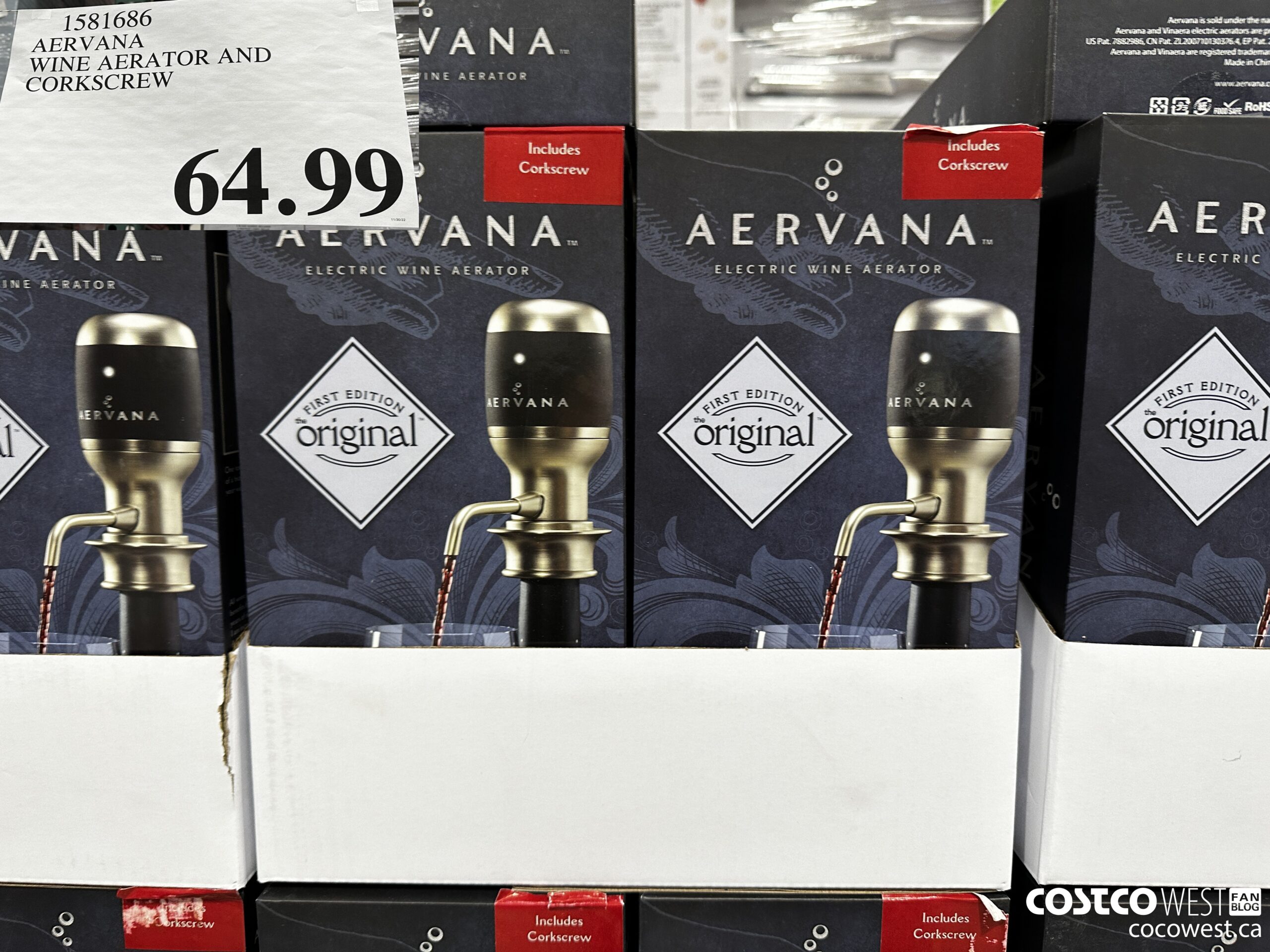 1581686 AERVANA WINE AERATOR AND CORKSCREW $64.99